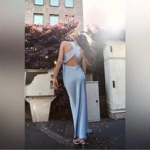 NWT Zara Maxi Blue Satin Dress